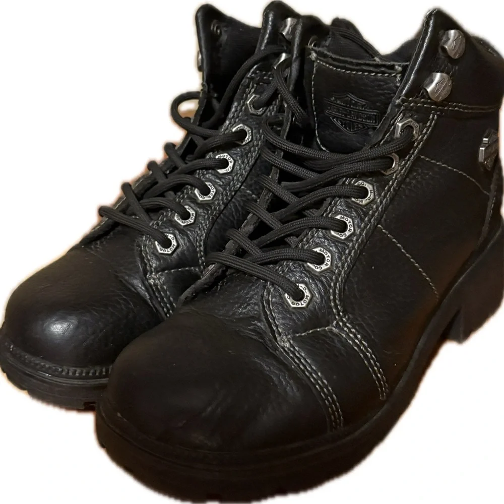 Harley Davidson Black Leather Lace-Up Boots women’s size 6 1/2 - Picture 6 of 6